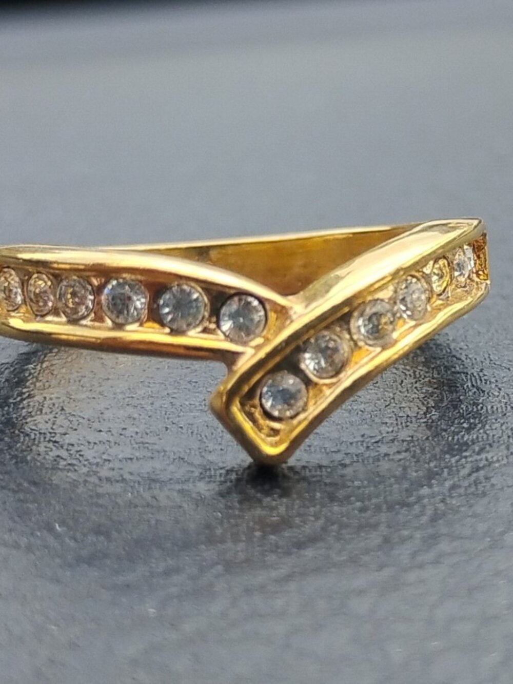 Vintage Goldtone Wrap White Cubic Zirconia Ring Size 6.5